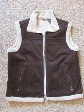 NWOT Canyon Creek Large Dark Brown Corduroy Fleece Lined Vest Warm